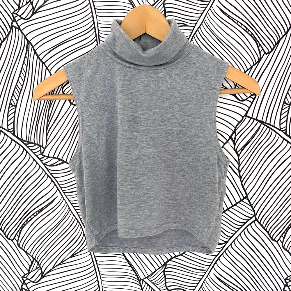 Shein Grey Turtle Neck Sleeveless Crop Top - Picture 1 of 3